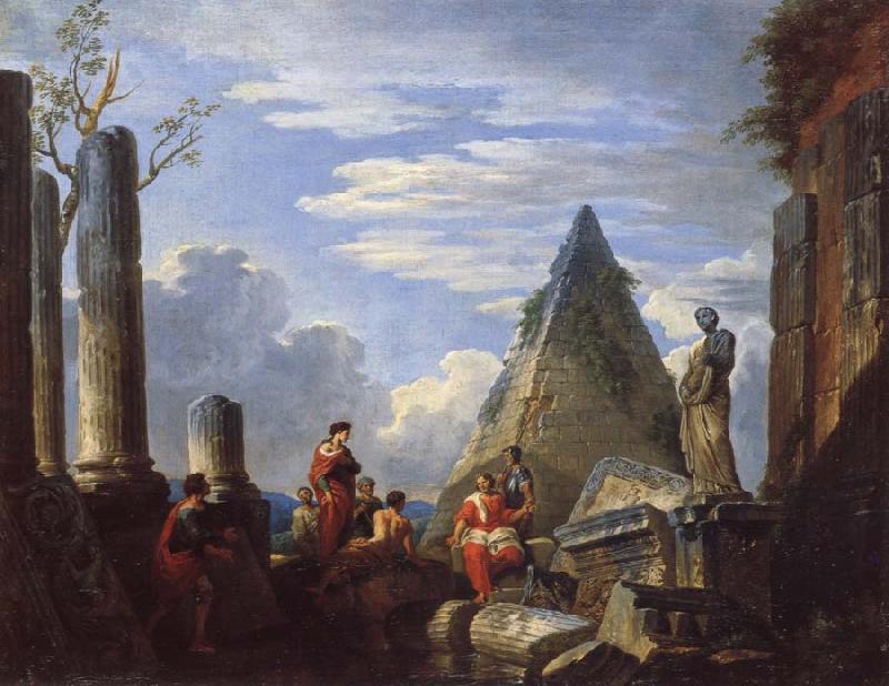 Giovanni Paolo Pannini Roman Ruins with Figures France oil painting art